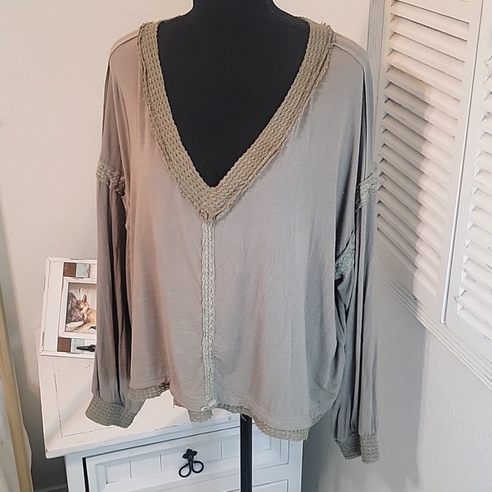 Elegant Beige V-Neck Women's Top